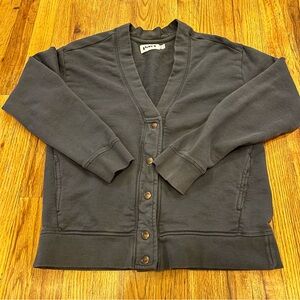 PACT Essential Cardigan Snap Button Gray Organic Cotton Sz Medium